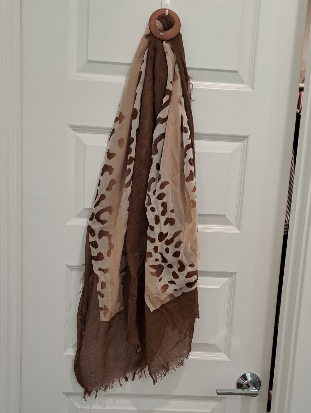 Brown and Cream Leopard Print Decorative Scarf Throw